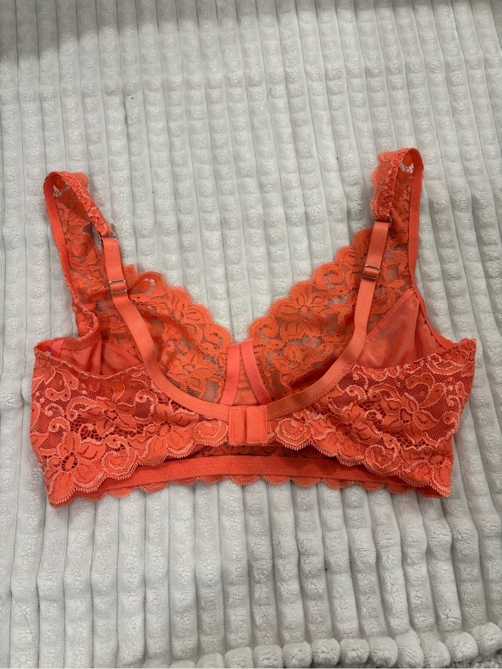 Hanro Vibrant Orange Lace Bralette with Scalloped Trim - Picture 8 of 8